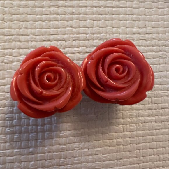 Vintage Signed Jacques Fath Rosette Earings - Picture 1 of 4